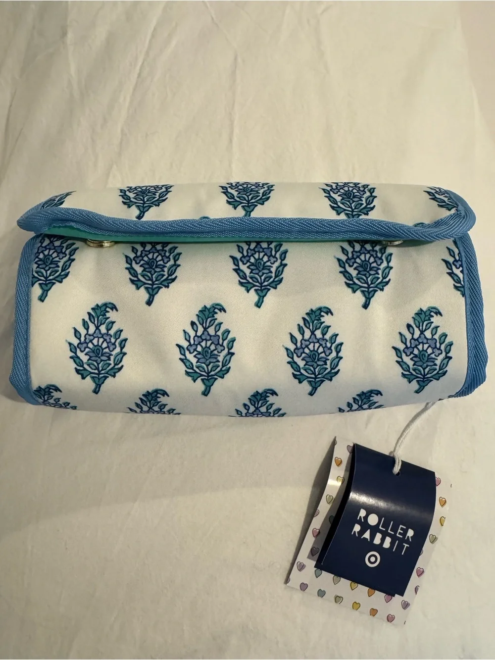 Roller Rabbit Blue Floral Jewelry Roll